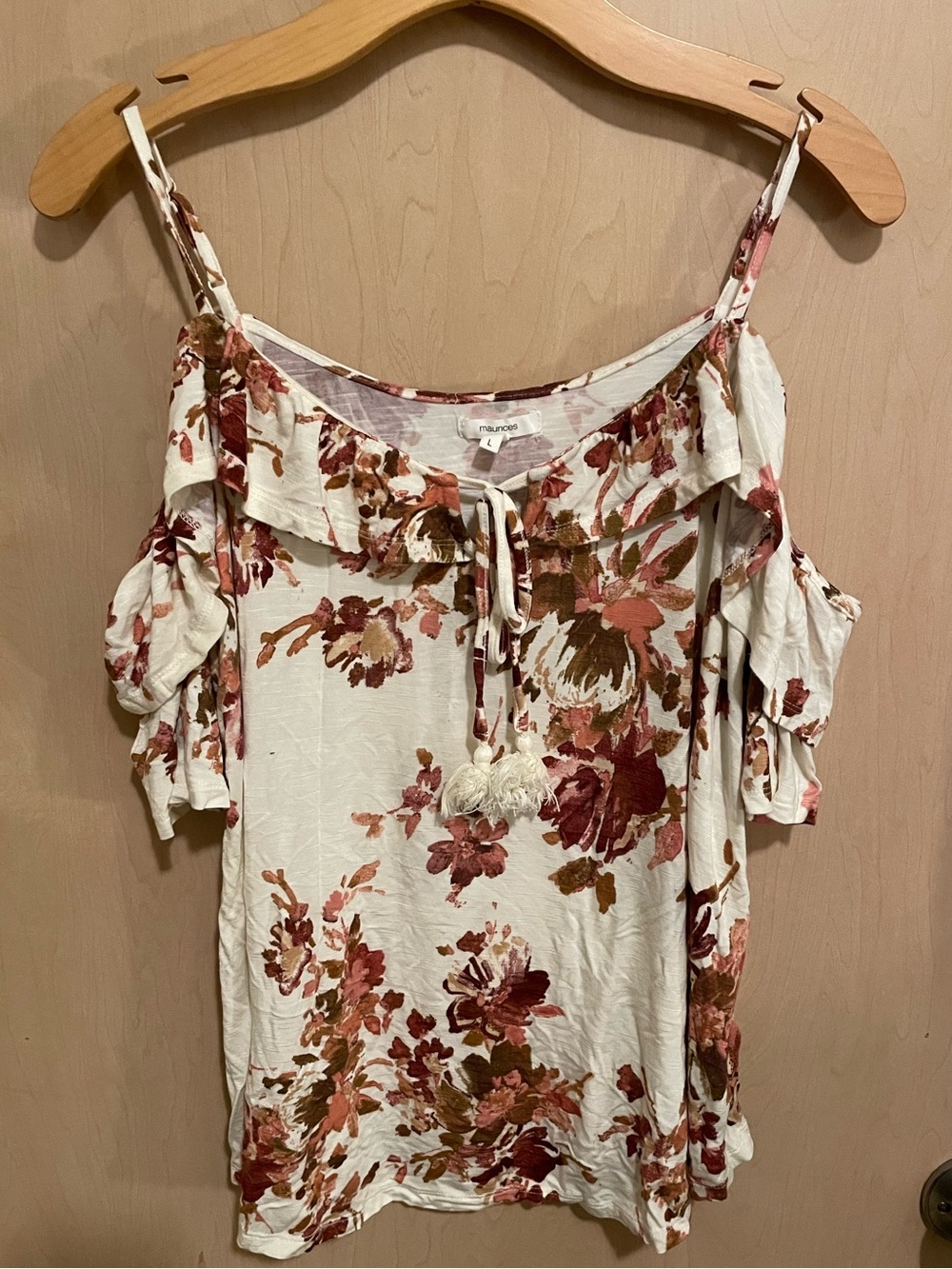 Autumn Florals Off-Shoulder Tie-Front Peasant Top